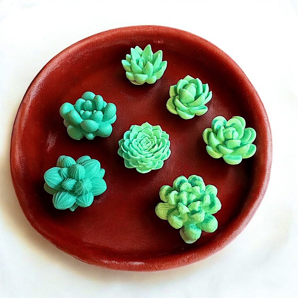 Mint Handmade Soap succulent Set 7pc green 1x1in .5oz each oatmeal based